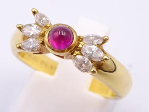 K18 ルビー 0.30ct ダイヤ 0.33ct リング 6.5g